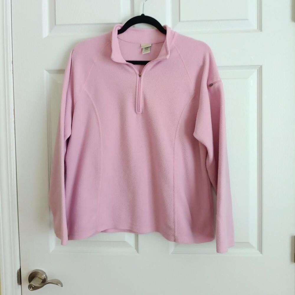 L.L. Bean Light Pink Quarter-Zip Fleece Pullover Sweater Size XL